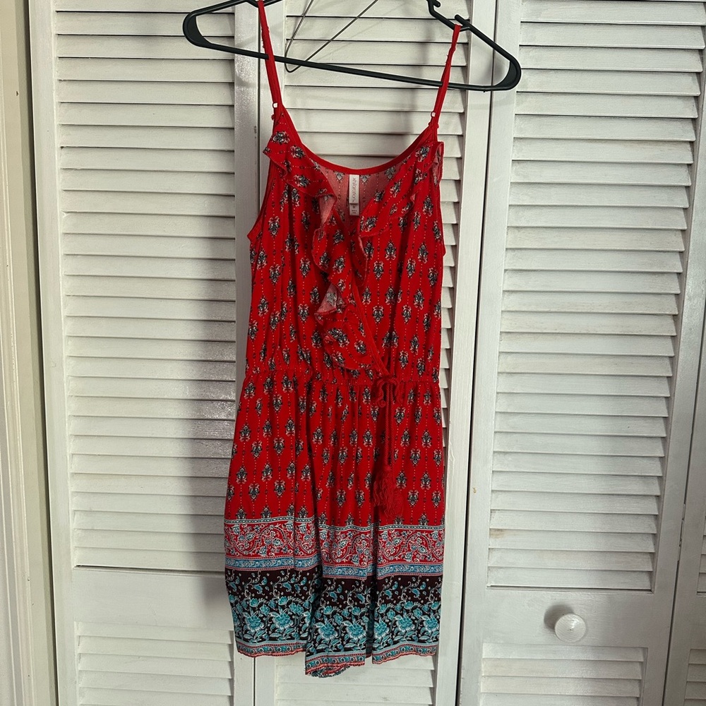 Xhilaration Red and Blue Sleeveless romper